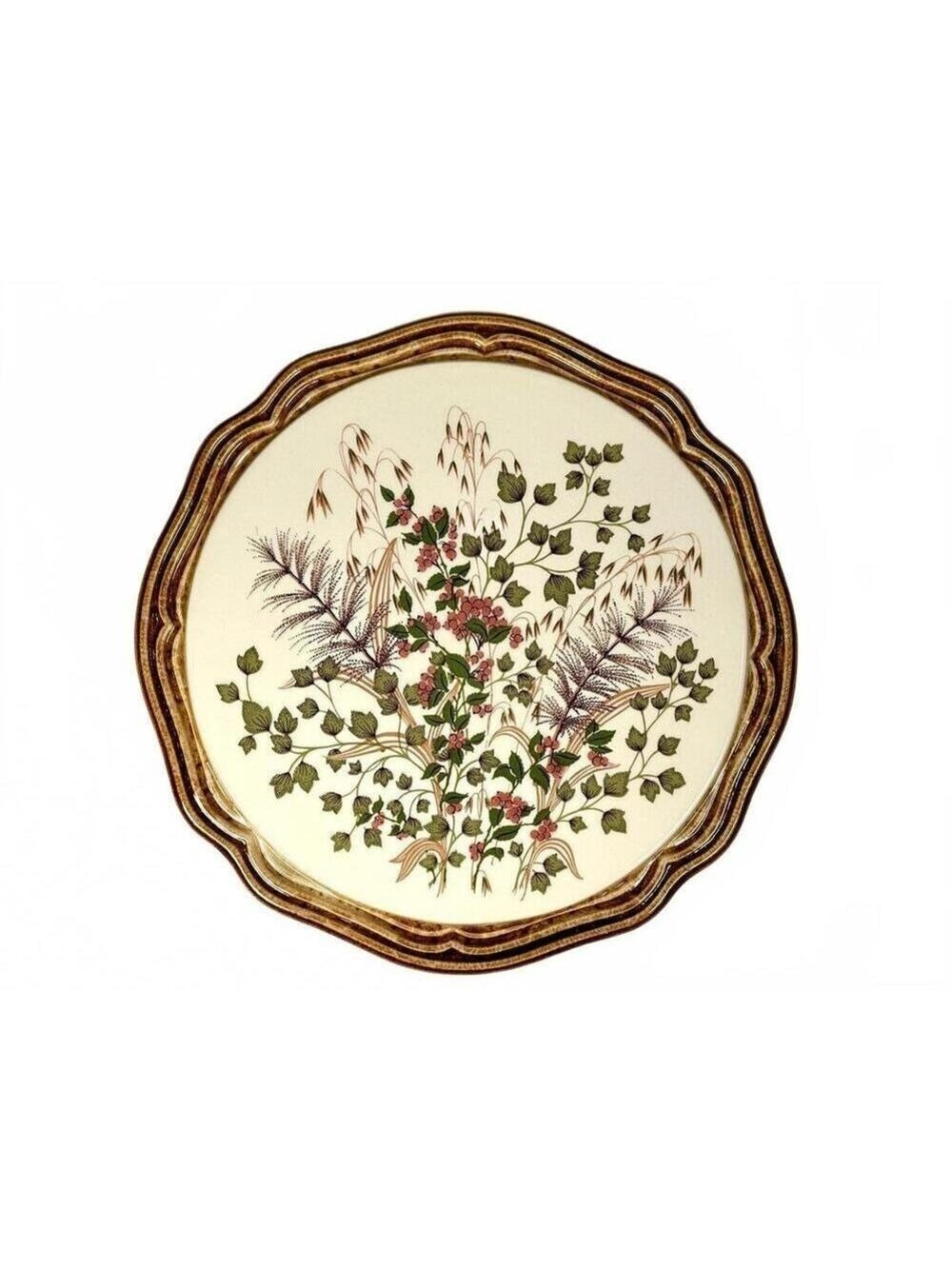 Herbolzheim Germany Pottery Botanical Wildflower Earthenware 13 in Platter 1970
